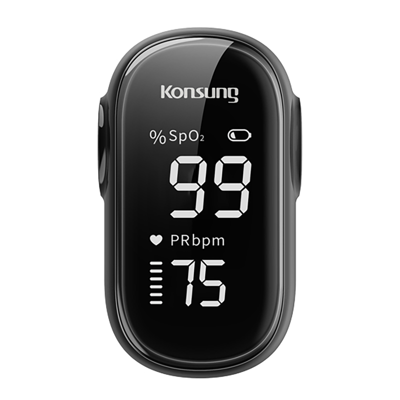 Chinese Professional Blood Oxygen Detector - Sonosat-F01W Black Color LED Full Screen Portable Fingertip Blood Oximeter with Full Screen – Konsung